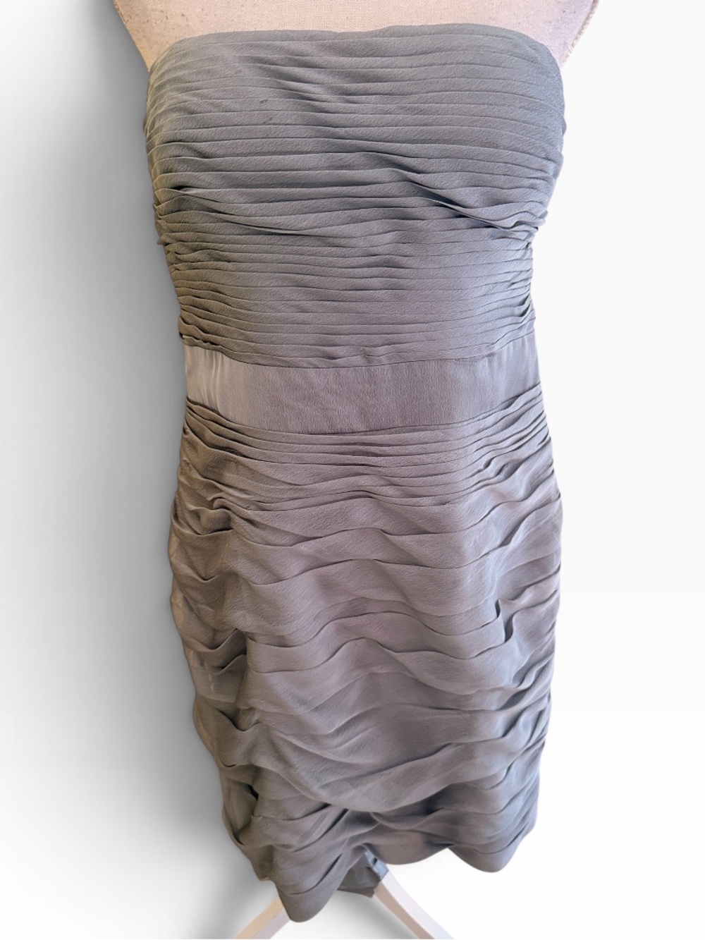 Monique Luhuillier Grey Strapless Ruched Grey Bridesmaid/Cocktail Dress 16